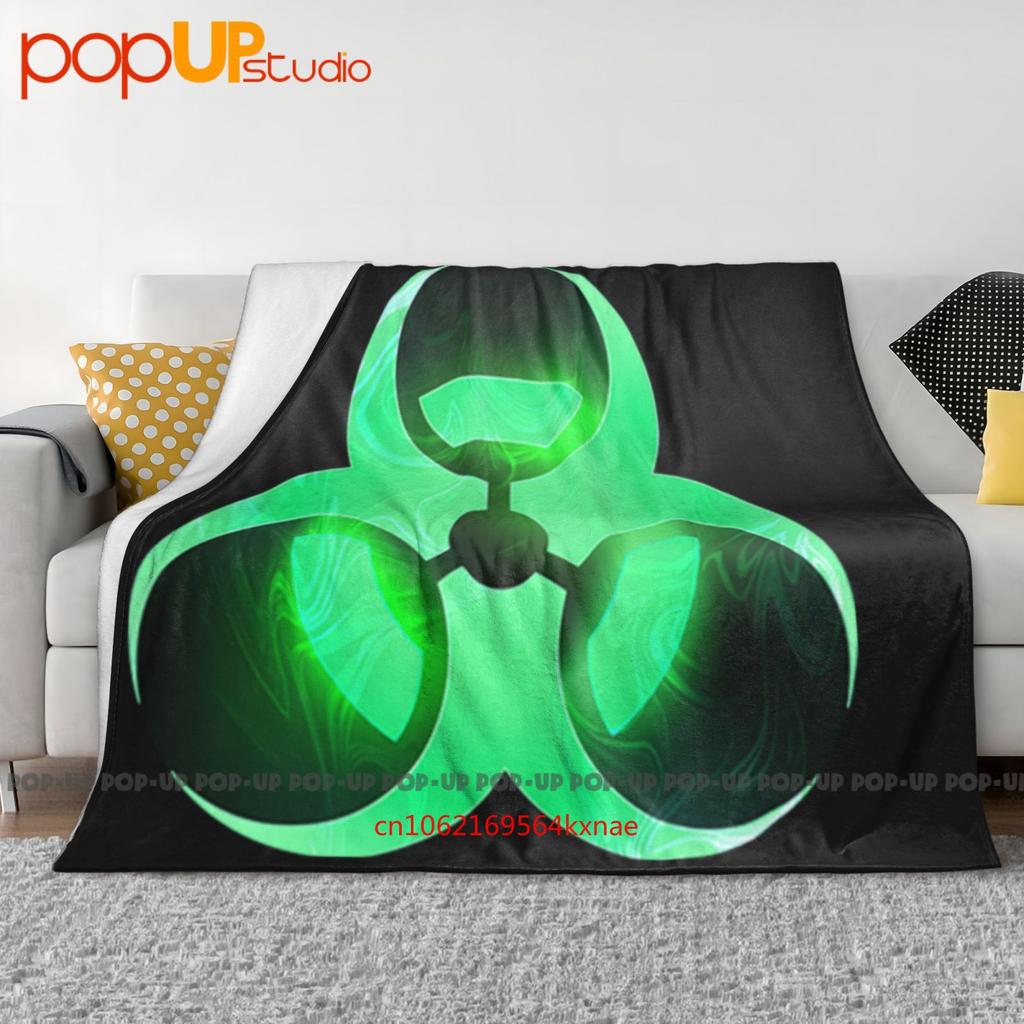 Знак биоопасности Токсичные отходы Зеленый Крутой Предупреждение об опасности Радиоактивный Логотип Ультрамягкое Одеяло Стеганое Зимнее Покрытие для Дивана Покрывала для Кровати