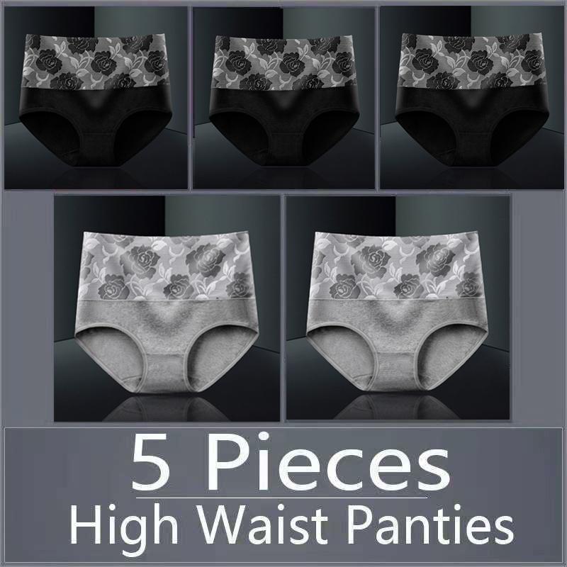 5 шт., женское нижнее белье с высокой талией, хлопковые дышащие трусики, женские трусы, большие размеры, нижнее белье