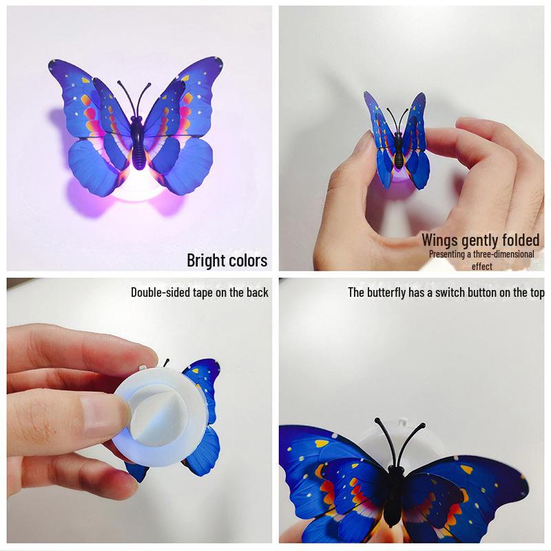 Яркий 3D светодиодный ночник-бабочка и настенная наклейка