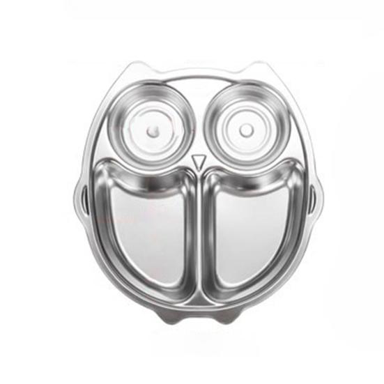 Обеденная тарелка из нержавеющей стали для детей, мультяшный дизайн, разделенный поднос, пищевой безопасный, прочный детский отсек, сервировочные блюда для закусок