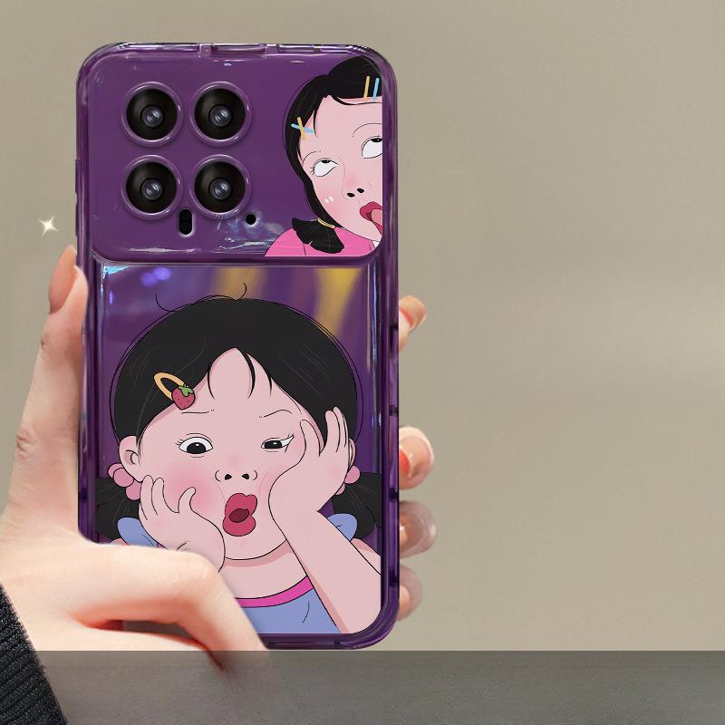 Подходит для Xiaomi 14/13pro Чехол для мобильного телефона Redmi K70/60 Милая забавная подвеска для девочки Силиконовый откидной зеркальный чехол
