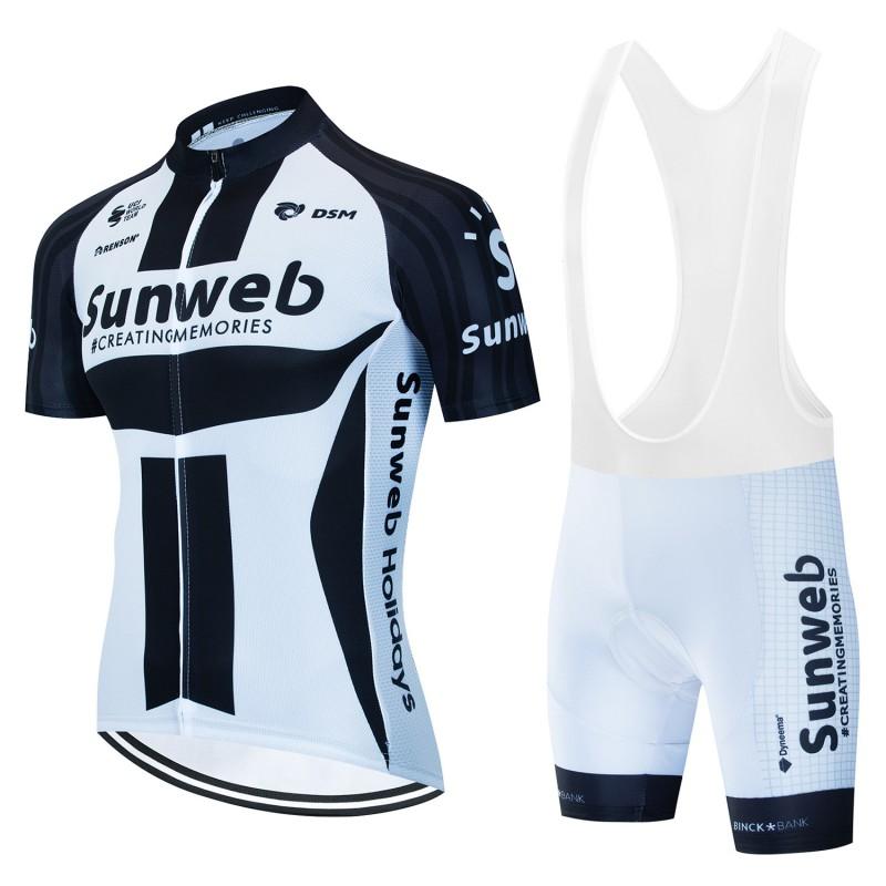 Sunweb Cycling Jersey Set Men Short Sleeve Mountain Bike Performance Wear Breathable Compression Fit