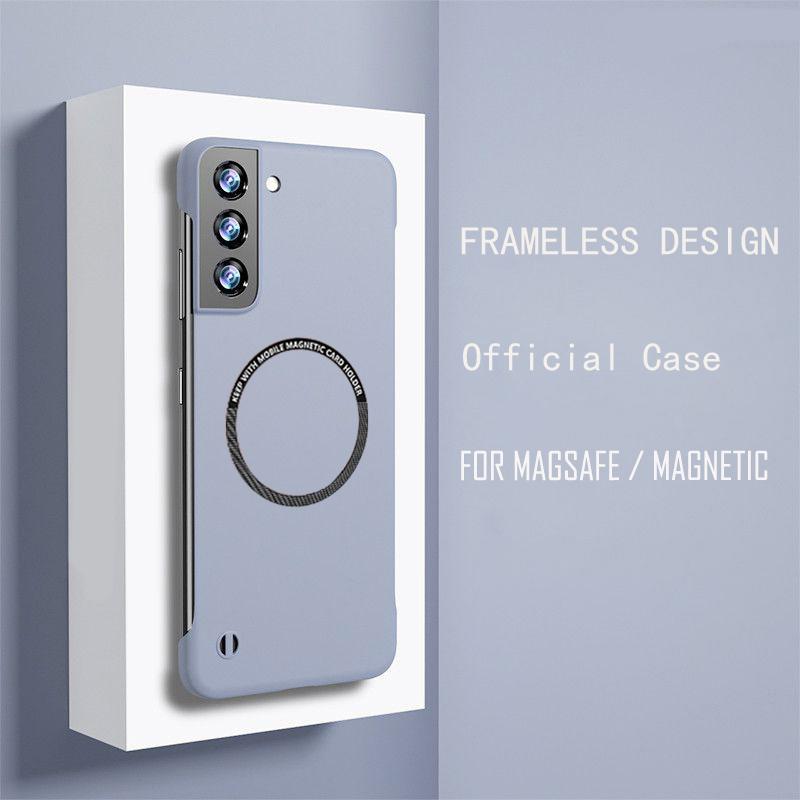 Для Samsung Galaxy S23 S22 S21 S20 FE Ultra S10 Plus безрамочный магнитный беспроводной зарядный противоударный жесткий чехол для ПК