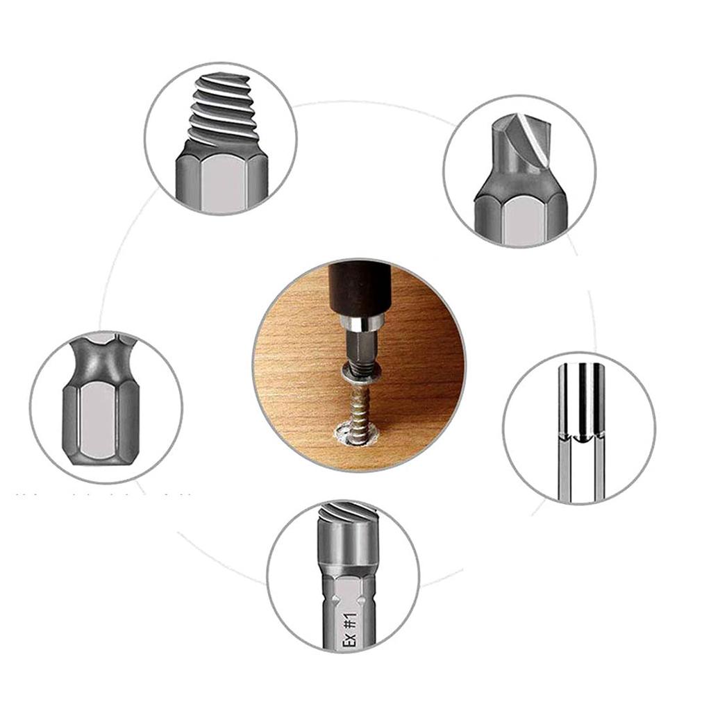 Wolfride 22 шт. Извлечение винтов Извлечение винтов Сверло для сломанных болтов Разбитый винт Специальный инструмент для извлечения винтов Ремонт резьбы винтов Включает в себя набор патронов,
