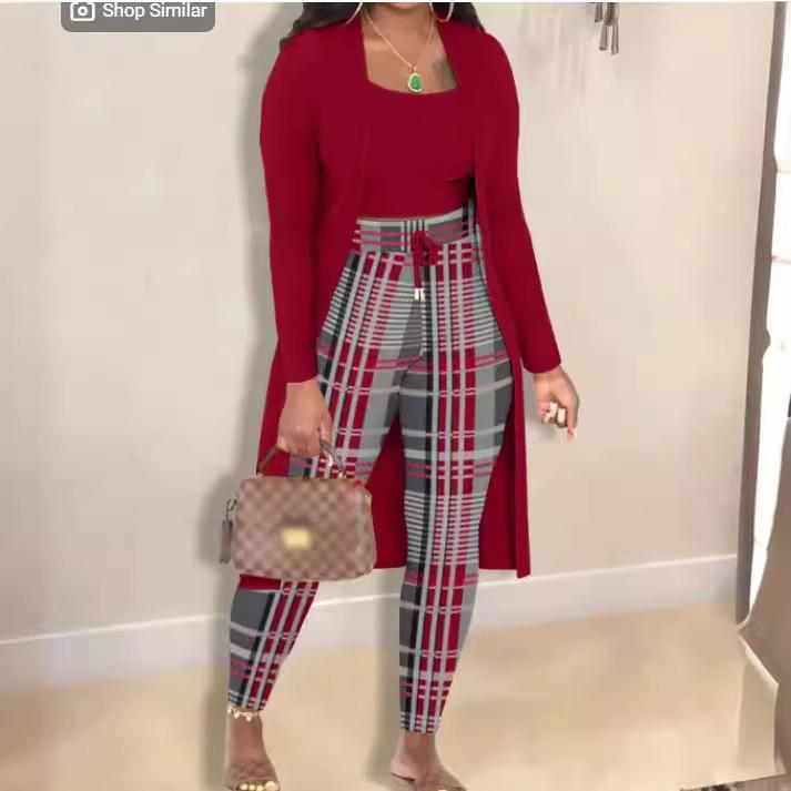 Women's 3-Piece Fashion Sets with Printed Blouse, Pants, and Cardigan In Multiple Colors and Patterns