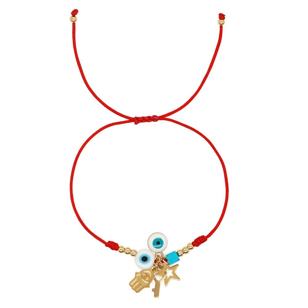2025 Year of the Snake Lucky Red String Handmade Beaded Bracelet Set with Evil Eye for Couples