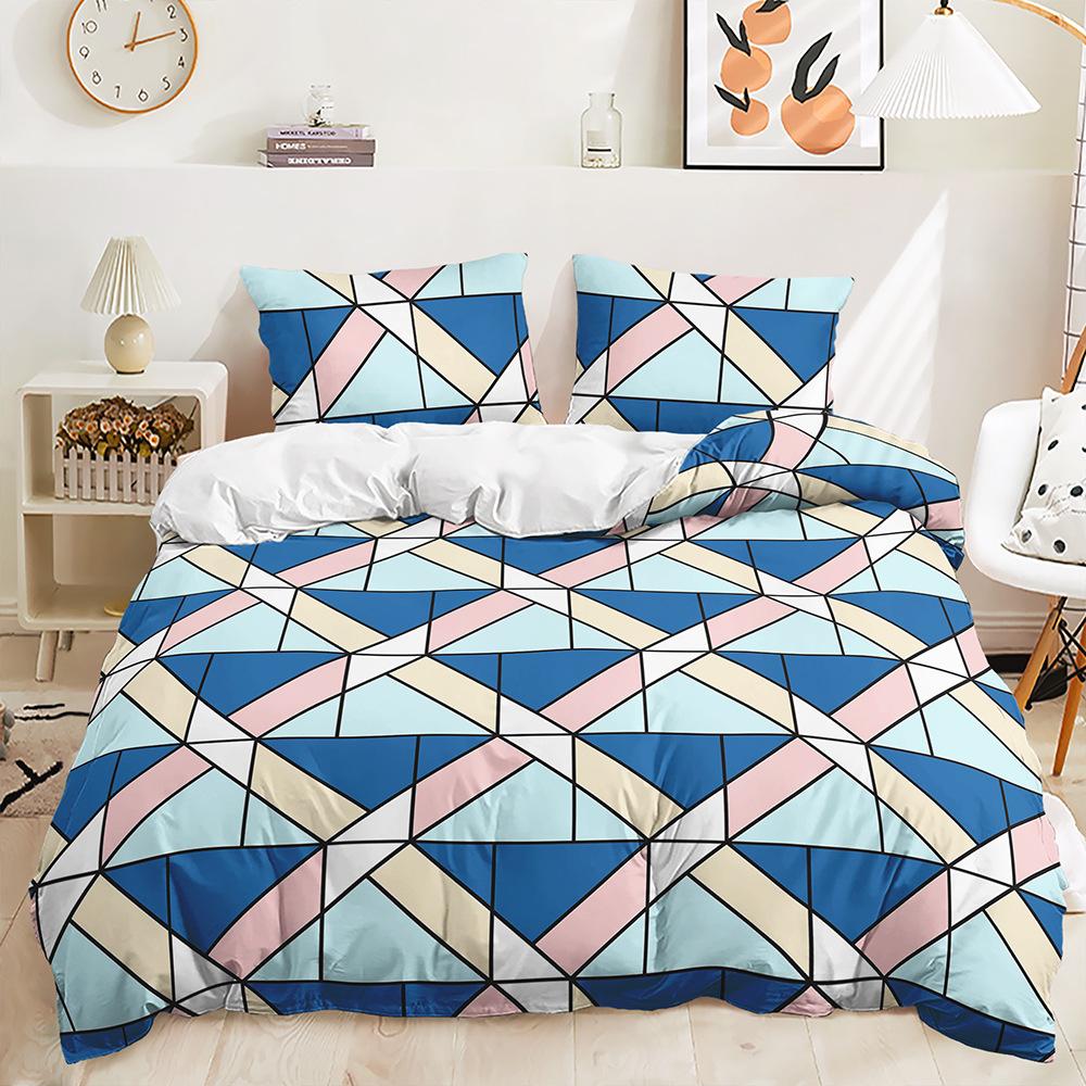 Quilt Cover Geometric Lines Modern Minimalist Style Digital Printing Three-Piece Bedding