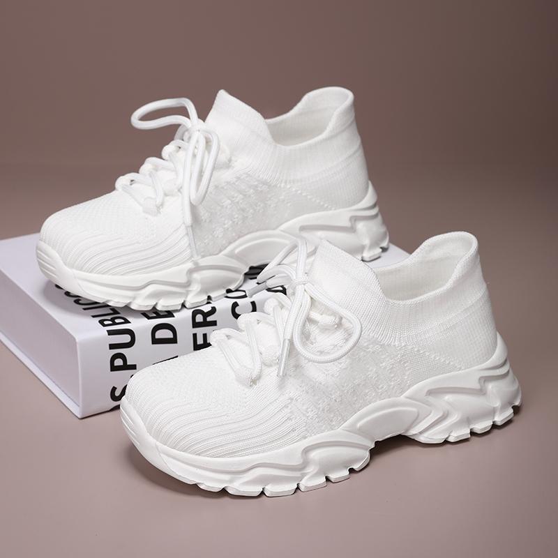 Женские Новые 2025 Красные Повседневные Спортивные Кроссовки Дышащие Толстая Подошва Туфли в Старомодном Стиле Удобные Кроссовки из Сетки Flight Knit