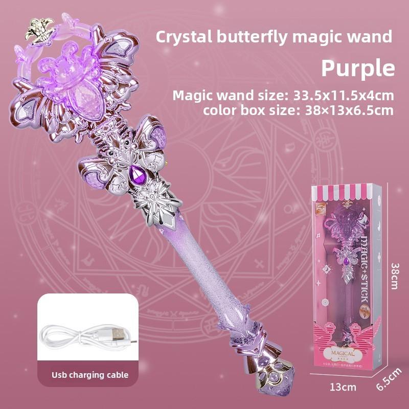 Кристальная палочка феи-бабочки с подсветкой и звуком для девочек, детский подарок