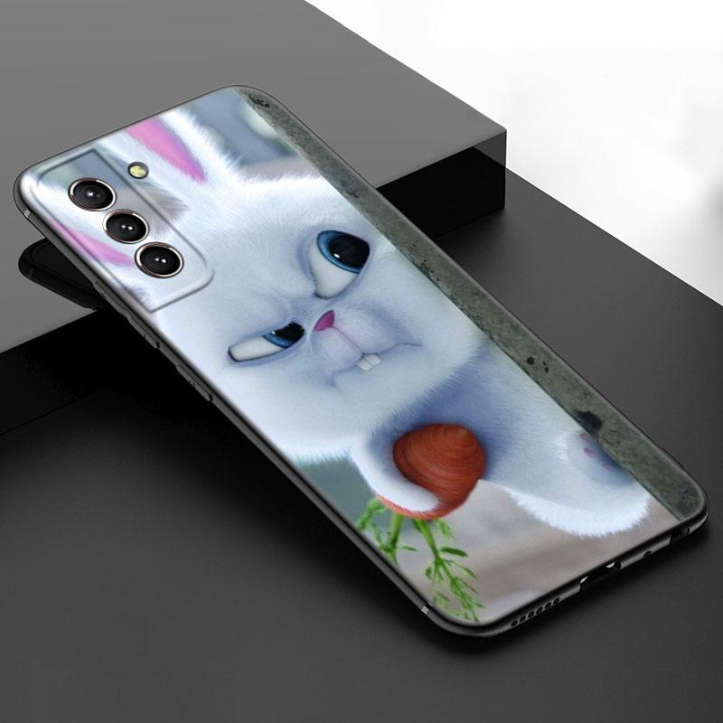 Милый мультяшный кролик черный силиконовый чехол для телефона Samsung Galaxy S23 S21 S20 FE S24 S22 Ultra S10E S10 S9 S8 Plus