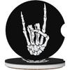Skull Finger Love Car Cup Holder Coasters 2 Pack 2.63" for Women | Skeleton Universal Anti Slip Ceramic Absorbent Coaster with Cork Base and Finger