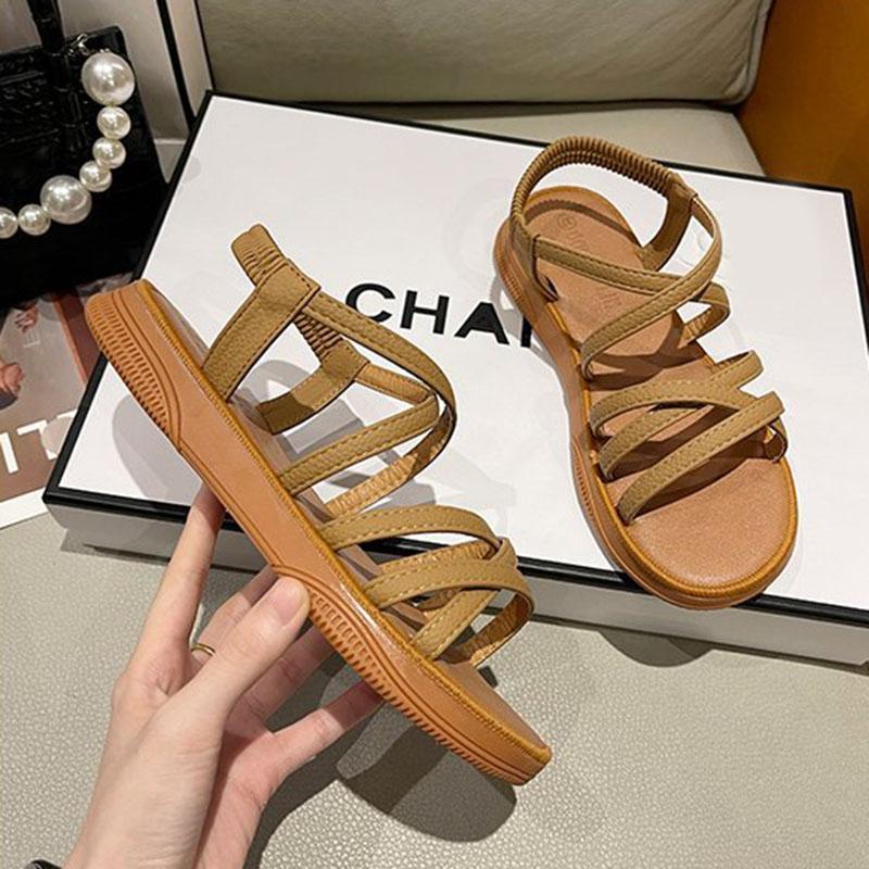 Модные женские сандалии, классические летние сандалии с ремешком на щиколотке, плоские туфли для женщин, мягкая подошва, сандалии женские, повседневная летняя обувь