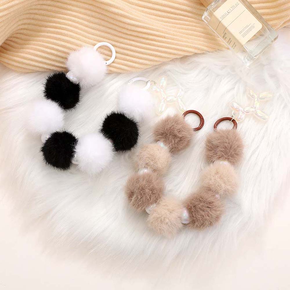 Аксессуары для рюкзака Брелок в виде шара из шерсти Мультяшный цветной плюшевый бисерный шнурок для ключей Украшение