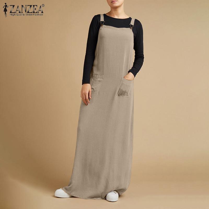 ZANZEA Женский повседневный комбинезон без рукавов с карманами