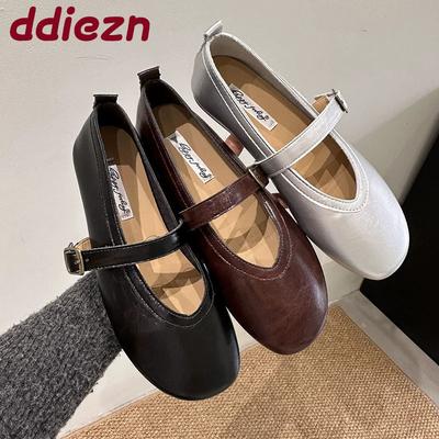 Мода Мягкая Мода Круглый Носок Женские Балетки Неглубокие Туфли Повседневная Женская Обувь с Ремешком и Пряжкой Обувь Мэри Джейн Балетки Туфли для Женщин леди