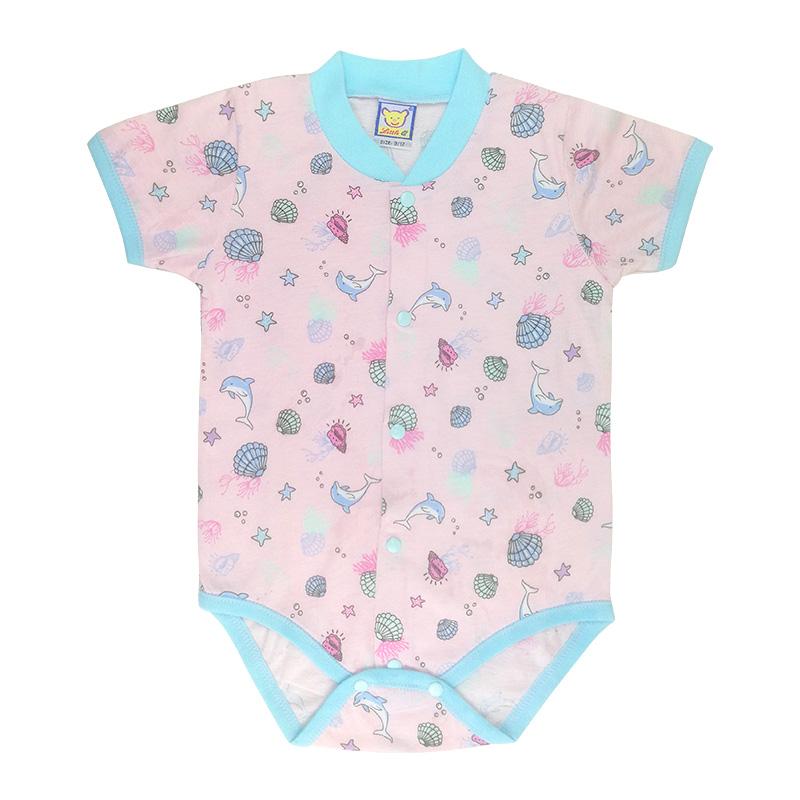 Baby 100% Cotton Short Sleeve Romper Boys And Girls Summer Printing O Neck Snap Button Newborn Clothing