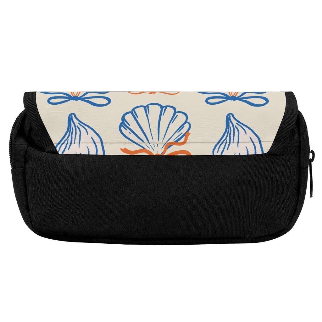 Pencil Pouch 300D Polyester Double Layer Metal Zipper with Two Compartments for Pens Ruler Scissors and Earphones for Students