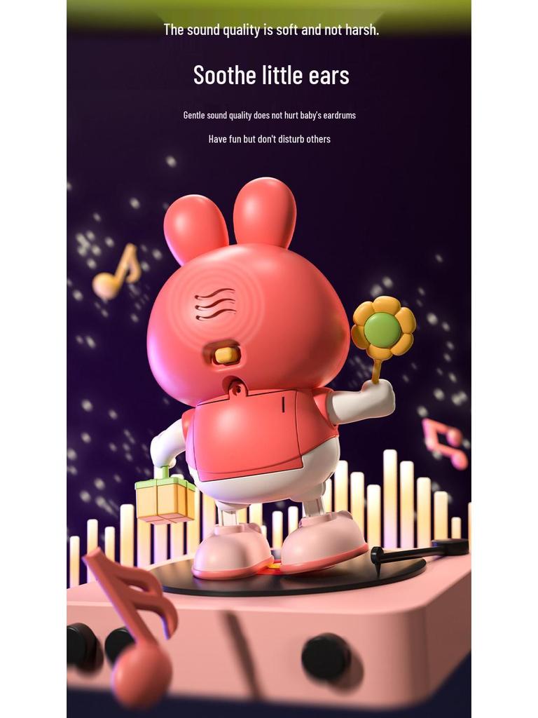 Электрическая танцующая игрушка-кролик для малышей: Побуждает к подъему, перекатыванию, ползанию со звуком и движением