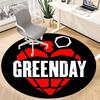 1 шт. Круглый коврик с логотипом группы Greenday для офиса - Идеально подходит для декора офиса или кабинета, Можно стирать в машине, Нескользящая основа, Декоративный коврик для пола