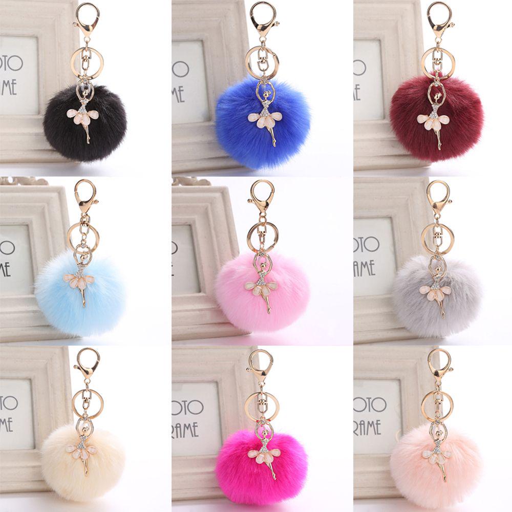 Fur Handbag Accessories Fluffy Angel Keychain Ballet Dancing Girl Keyring Car Pendant Key Buckle