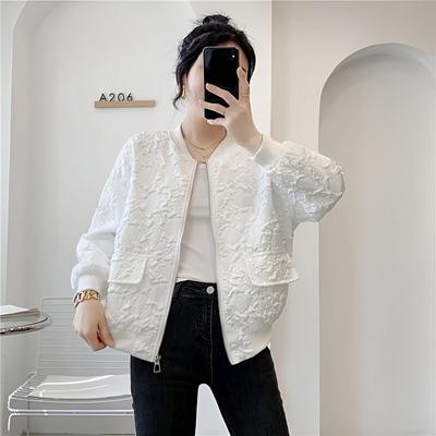 Короткое пальто Повседневное короткое пальто Куртка в корейском стиле Круглый вырез Жаккард Одежда для защиты от солнца