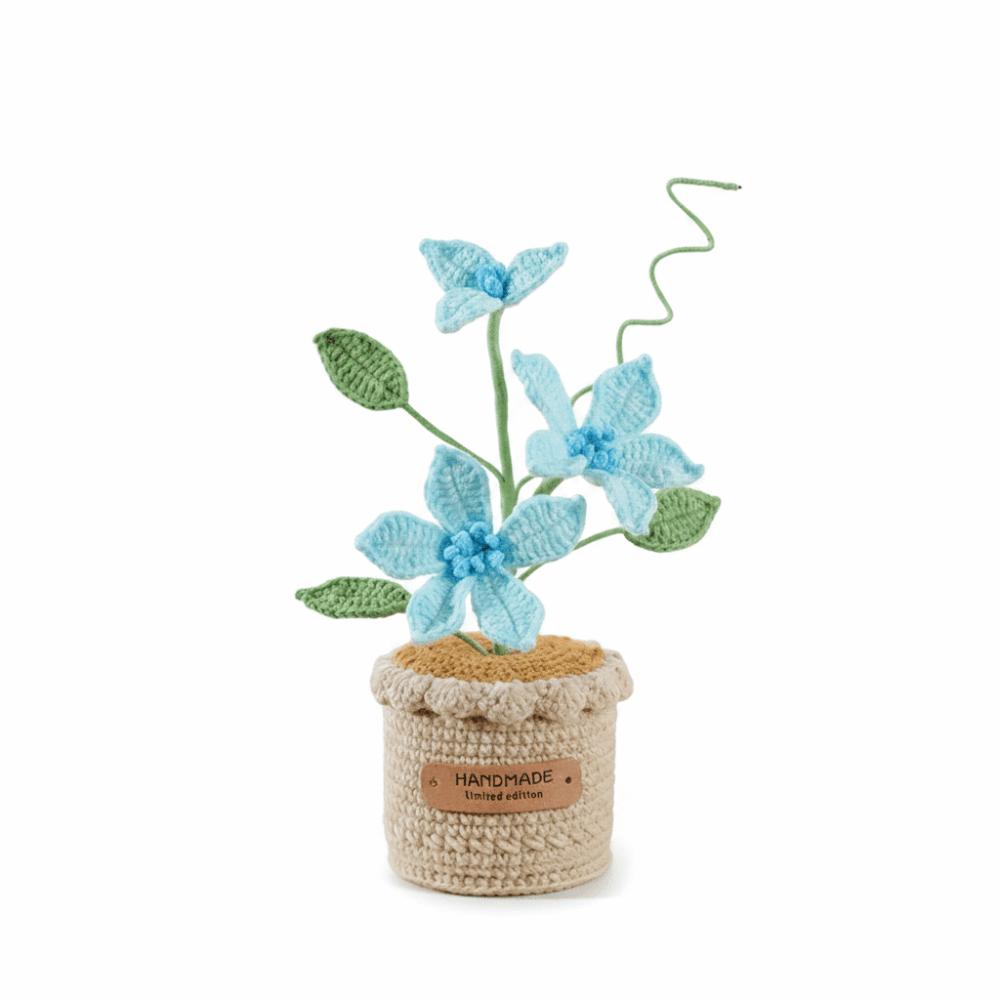 Handwoven Knitted Flower Potted Fake Flower Creative Crochet Flowers Desktop Decoration