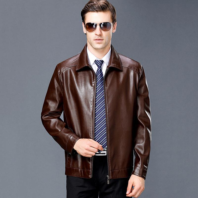 Luxury and High-end New Men's Autumn and Winter Leather Clothing Men's Lapel Sheepskin Leather Clothing Fashion Casual Leather Jacket