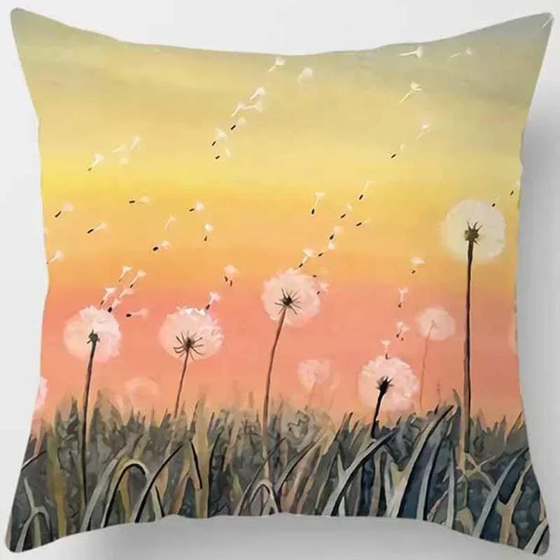 Dandelion Pattern Throw Pillow Cover With Short Plush Print Living Room Sofa Decoration Cushion Cover Pillow Covers Decorative