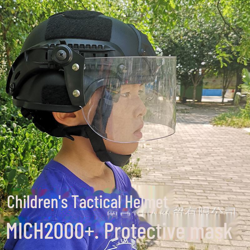 Kids' Tactical PUBG Helmet with MICH2000 Rail and Protective Mask for Outdoor Play