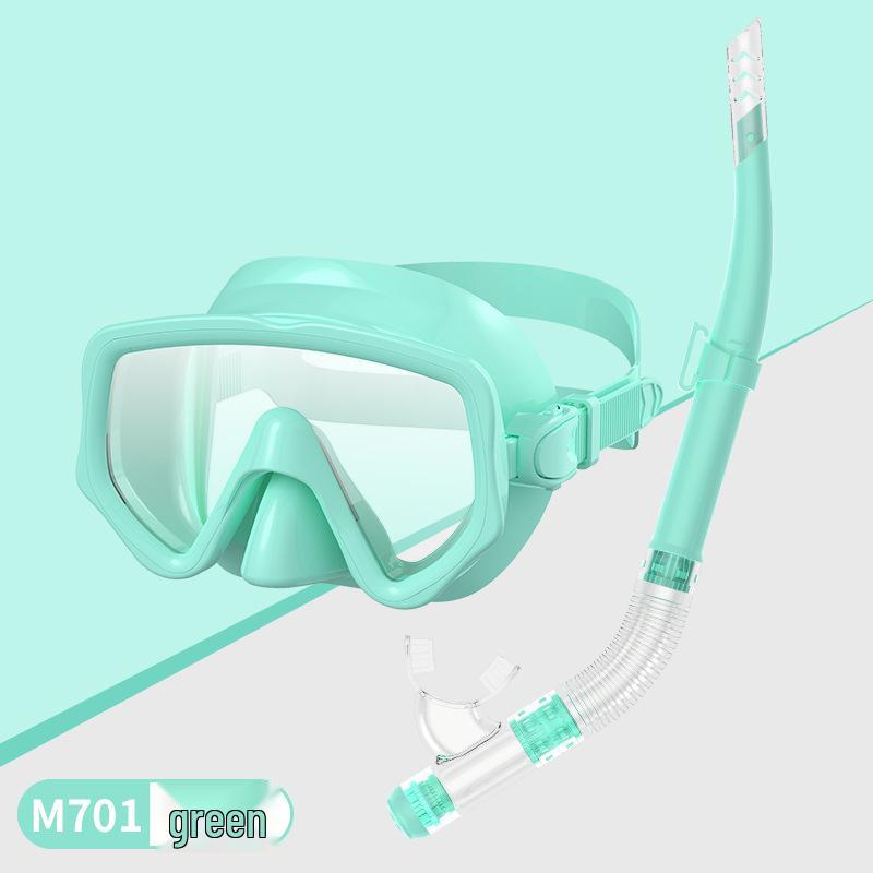 Snorkeling Set: Wide-View Mask & Semi-Dry Breathing Tube - Silicone Diving Goggles 2-Piece Kit