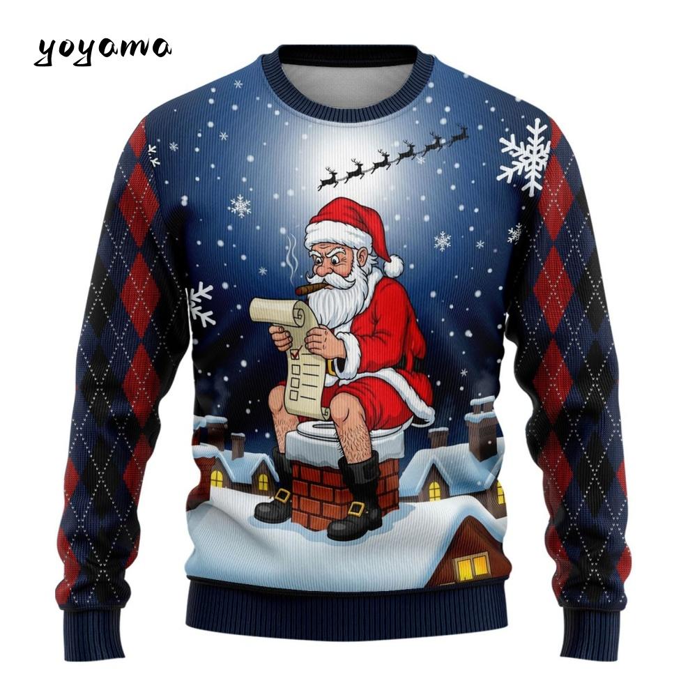 Y2k Clothes 3D Printed Ugly Xmas Sweatshirts Merry Christmas Graphic Sweatshirts Reindeer Unisex Pullover Fashion Y2k Sweatshirt