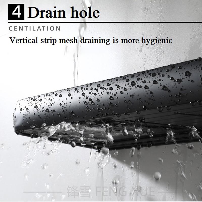 Полка для ванной комнаты Полка для душа Алюминиевая черная Угловая полка для ванной комнаты Настенная черная кухонная полка для хранения с наклейкой