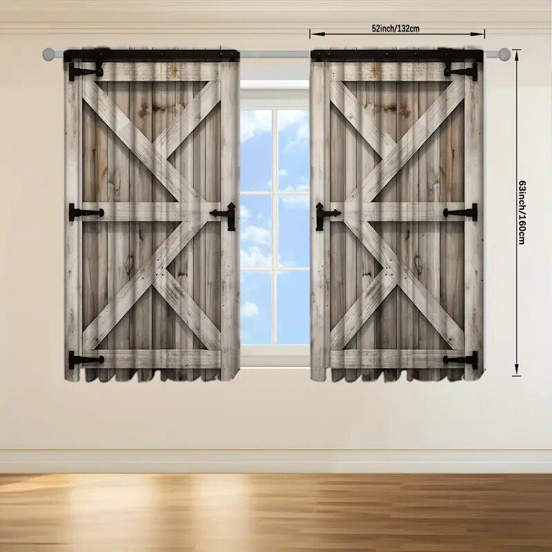 2 шт. штор с принтом под светлое дерево, шторы с кулиской 42*84, украшение дома, украшение комнаты