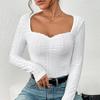 Embroidered Eyelets Pleated Chest Lace Decorative T-Shirts Women’s