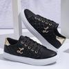 Women's Sneakers Fashion Golden Shoelaces Flat Woman Soft Sole Casual Walking Vulcanized Shoes Women Sneakers Zapatos De Mujer