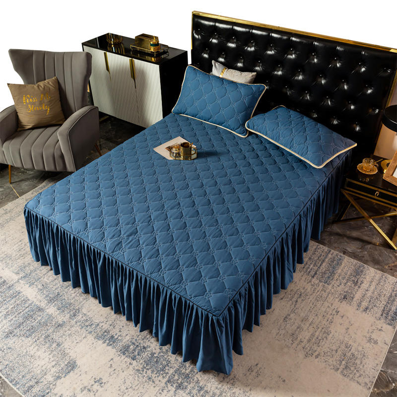 Зимнее стеганое толстое покрывало на резинке простыня с оборками мягкая подкладка для кровати пара двойной матрас чехол постельное белье 150 180x200