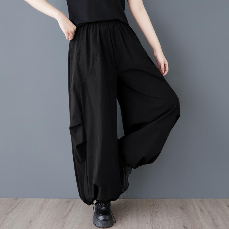 Большие размеры Винтажные повседневные свободные длинные брюки с высокой талией Весна Лето широкие брюки женские брюки