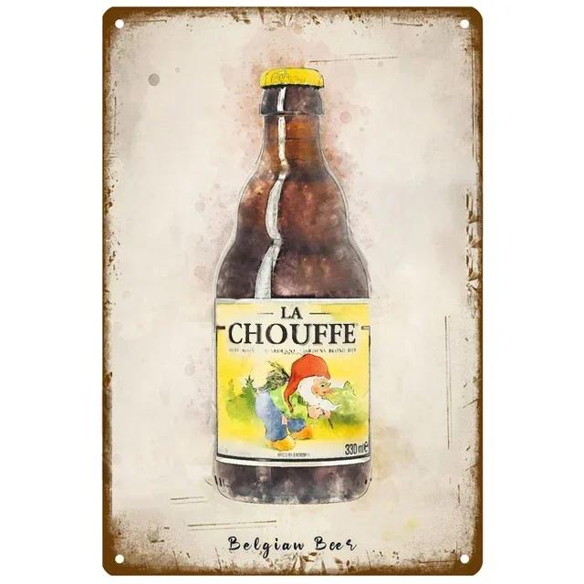 Винтажная металлическая жестяная вывеска с тематикой пива Hertog Jan La Chouffe Ретро Декор на стену от бельгийской пивоварни для бара паба мужской комнаты Рустик Железо P