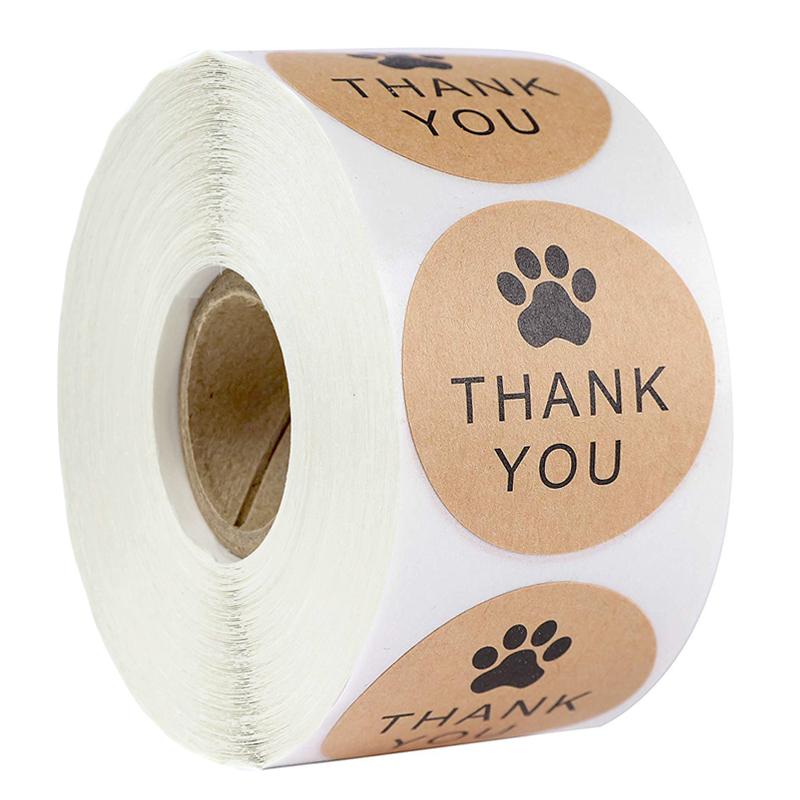 500pcs 1inch Kraft paper Thank You Stickers Seal Labels Small Business Supplies Handmade With Love Stickers Cute Stationery