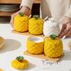 Ceramic Seasoning Jar Set Combination Seasoning Box Kitchen Spice Sugar Cube Jar Restaurant Desktop Pineapple Storage Ornament