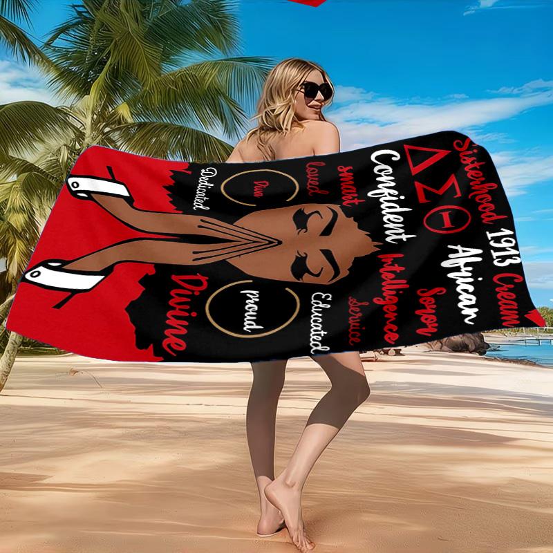 Delta Sigma Theta Beach Towel, Quick-drying, Easy to Care for, Suitable for Both Fitness and Beach Vacations,Sports Essential