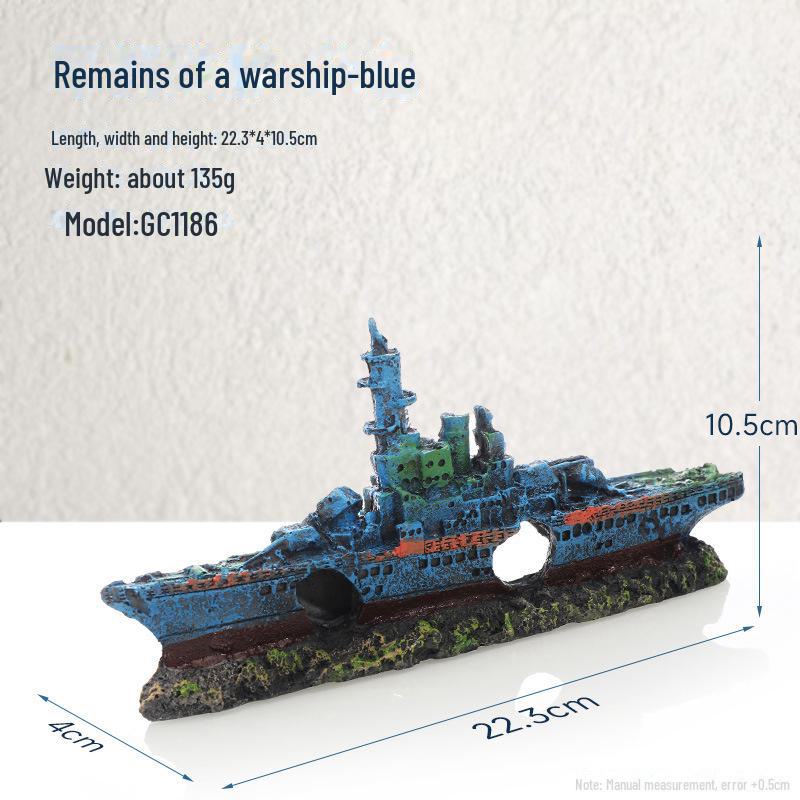 Декорация для аквариума в виде смоляного пиратского кораблекрушения с реалистичной детализацией