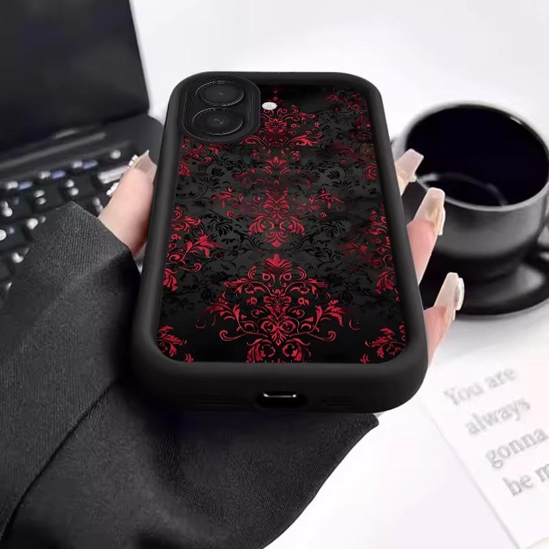 Готический красный узорный чехол для телефона для Samsung S25 FE S24 Plus S23 Ultra S22 S21 20 A70 A30 M33 A54 A55 NOTE противоударный и защитный от падений