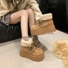 Platform Fur Women Ankle Boots Warm Snow Boots Suede Winter Shoes Woman 2025 New Trend Cotton Shoes Motorcycle
