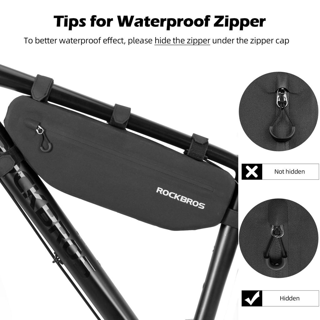 ROCKBROS Frame Bag Bicycle Large Triangle Easy Access to Items - Bag, Waterproof, Capacity, Bag, Lightweight, Slim,