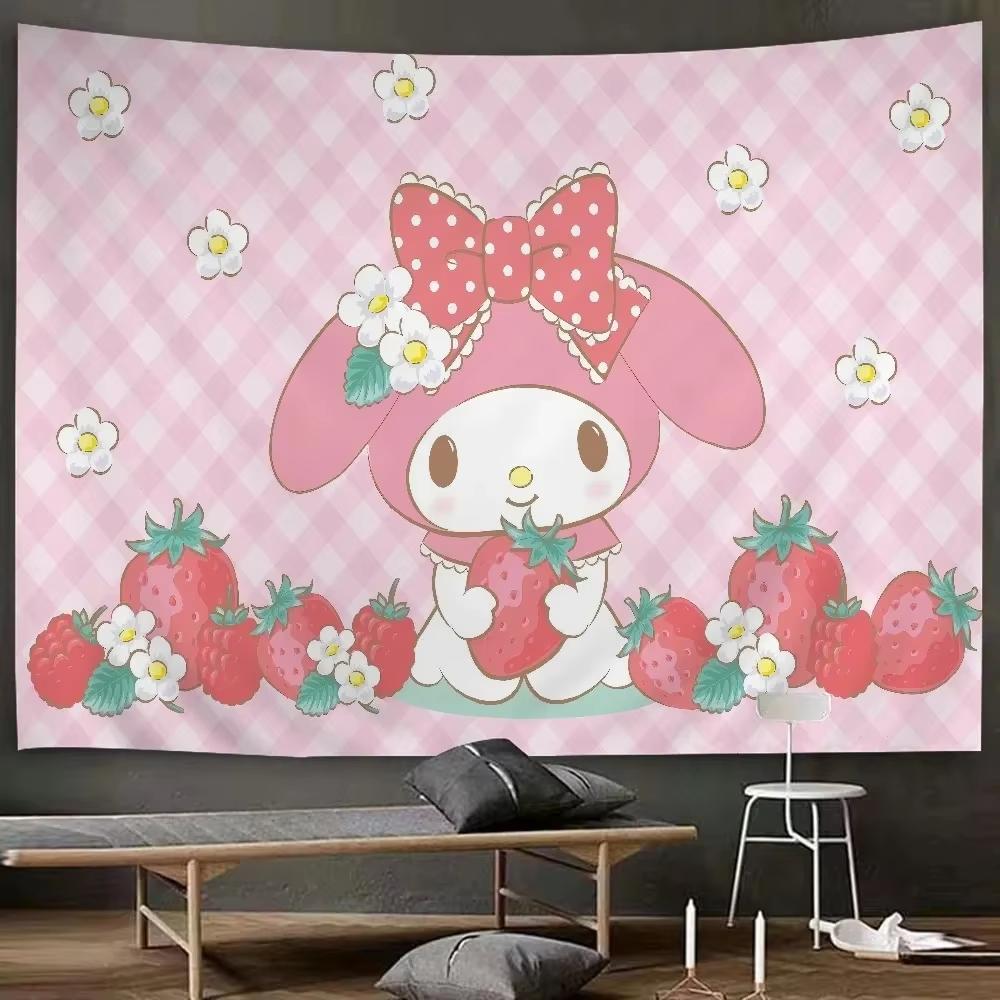 Милая разноцветная аниме-персонаж Гобелен Sanrio My Melody Настенное панно Кавайный Декор для спальни Эстетичный Фон для дома