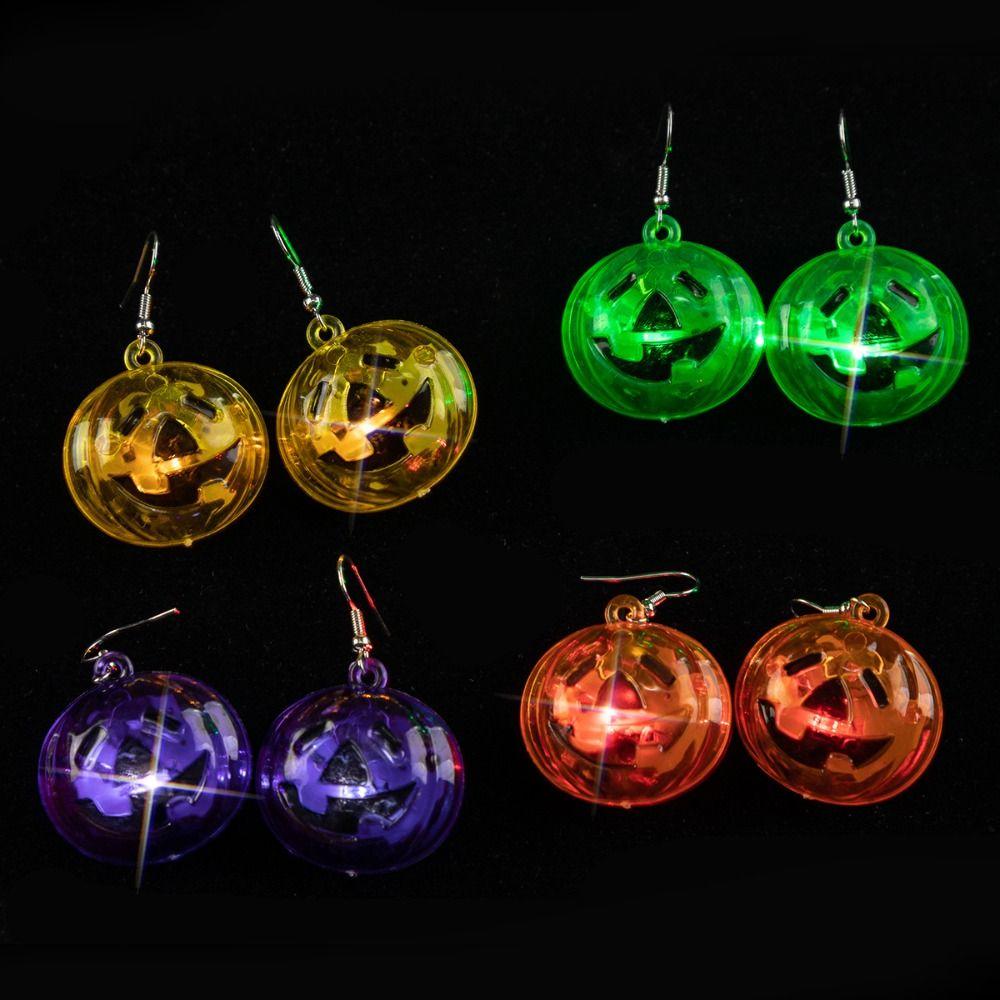 Black Cat Luminous Halloween Pendant Electric LED Skull Earrings All Saints' Day