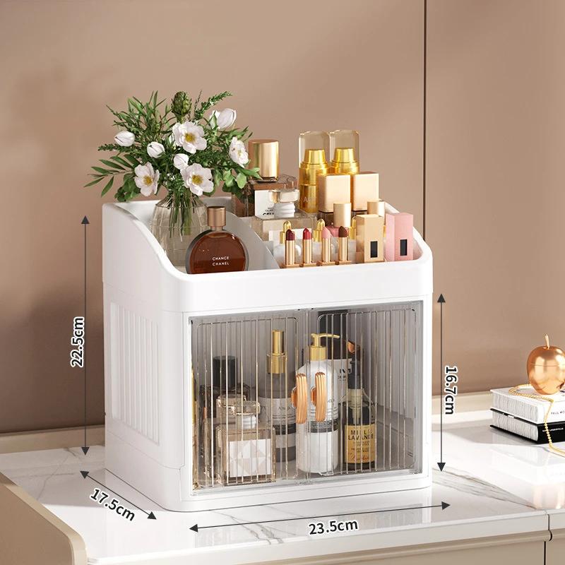 Foldable Storage Box Household Simple Organizer Boxes Double Door Skincare Product Organizer Multi-Layer Stationery Storage Rack