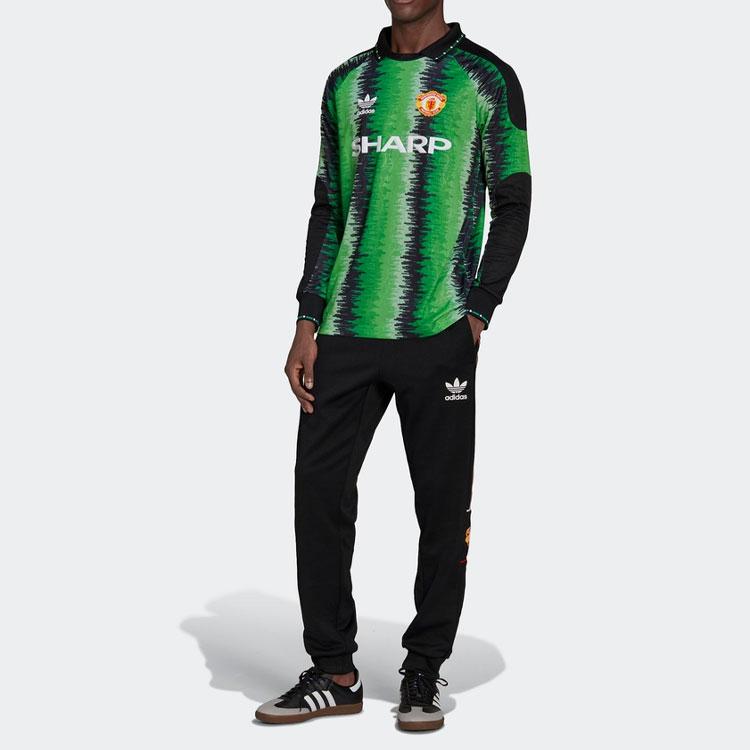 Adidas Оригинальная футбольная рубашка с длинными рукавами и трилистником Manchester United, мужские топы, тропический зеленый HP0449
