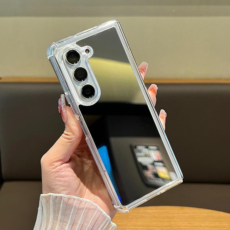 Зеркальный чехол для макияжа для Samsung Galaxy Z Fold 7 6 4 3 fold7 zfold Fold6 Жесткий бампер с подушкой безопасности Ударопрочный Ультратонкий чехол